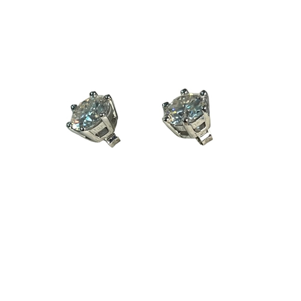 Diamond 4 ct tw round brilliant cut lab grown stud diamond earrings certified - Picture 3 of 12